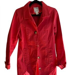 Old Navy Red Y2K Single-Breasted Trench Coat